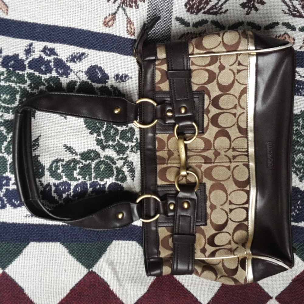 COACH Signature Lining  Leather/Canvas Handbag